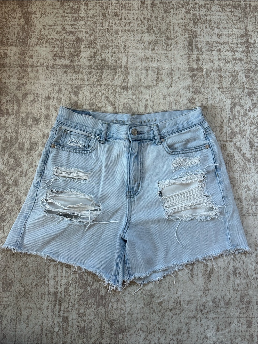 American Eagle Outfitters Light Blue Distressed Denim Shorts